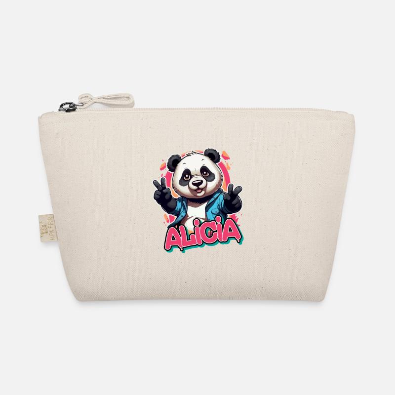 ALICIA - Schöner Mädchen Name mit coolem Panda Bio-Täschchen