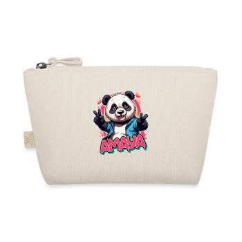 AMAYA - Beautiful Girl Name with Cool Panda - Organic Pouch - nature - Front