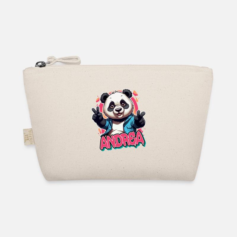 ANDREA - Schöner Mädchen Name mit coolem Panda Bio-Täschchen
