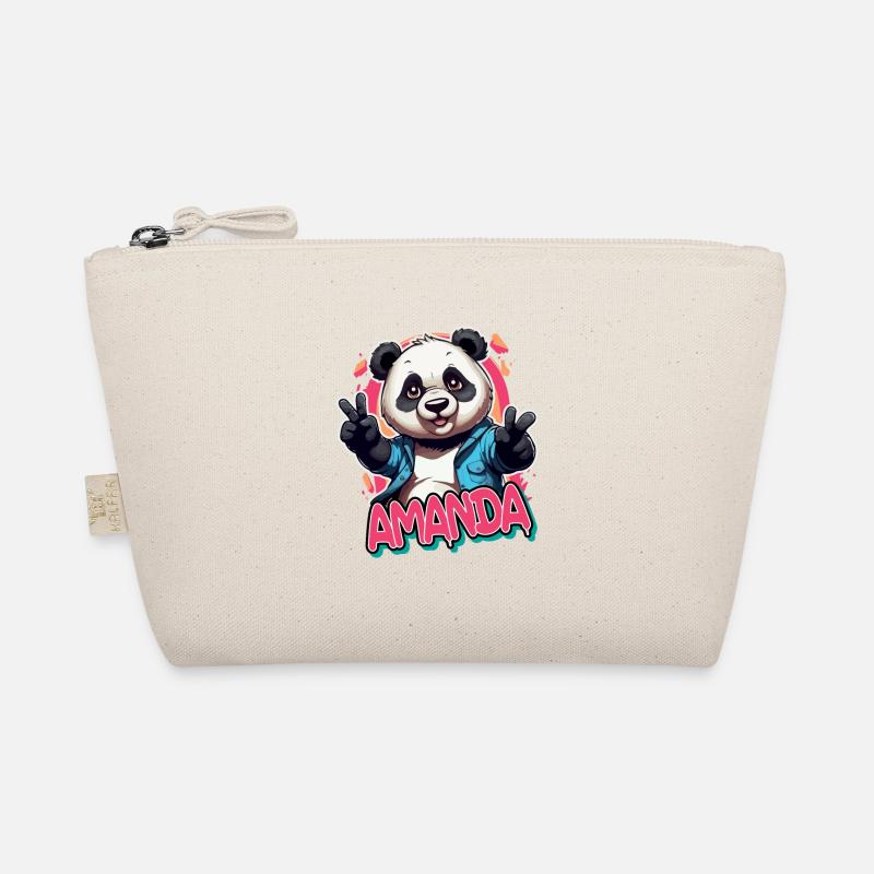 AMANDA - Beautiful Girl Name with Cool Panda Organic Pouch