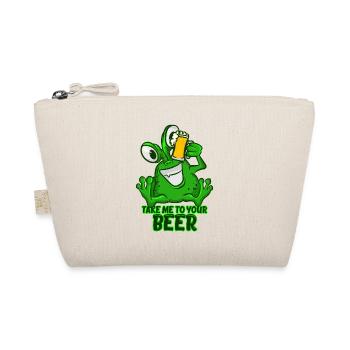 Nimm mich zu deinem Bier T-Shirt Funny Space Grün - Bio-Täschchen - Natur - Vorne