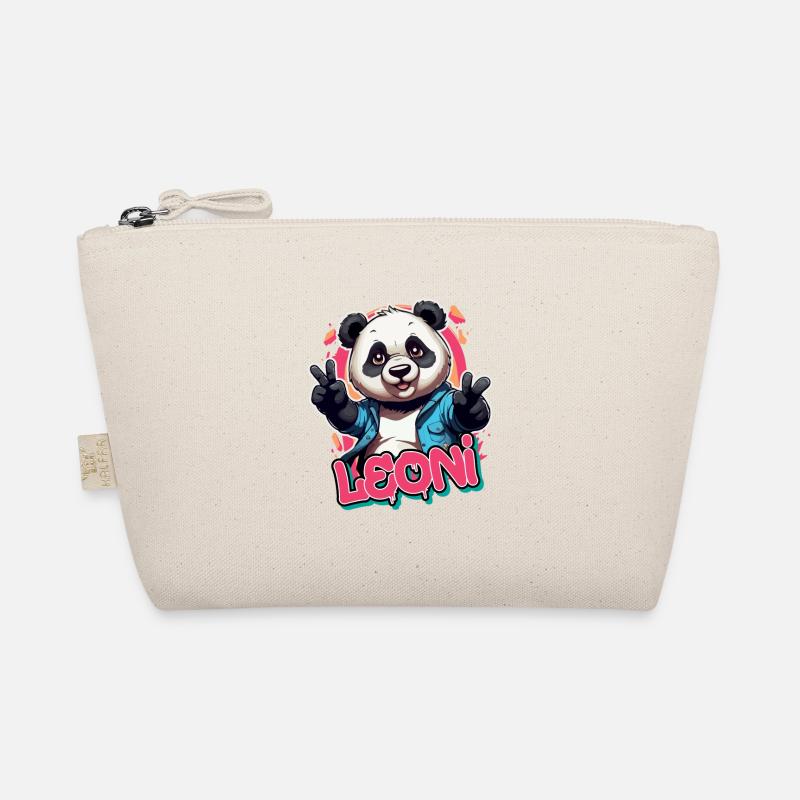 LEONI - Schöner Mädchen Name mit coolem Panda Bio-Täschchen