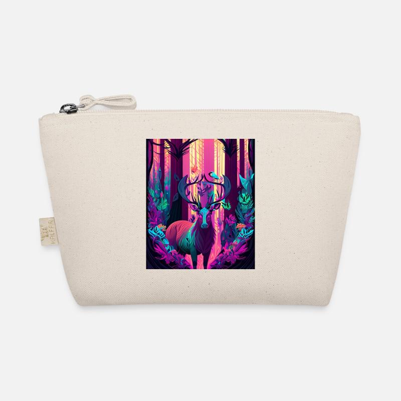 Glowing forest deer with neon bird Organic Pouch