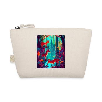 Neon colored: fox family in the forest - Organic Pouch - nature - Front