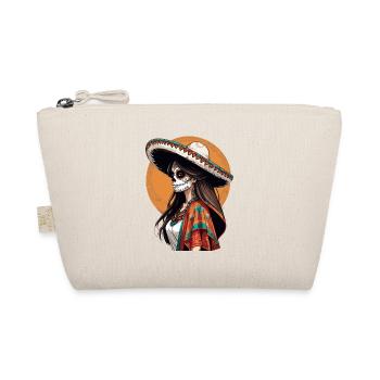 Iconic Sugar Skull Mexican Girl - Organic Pouch - nature - Front
