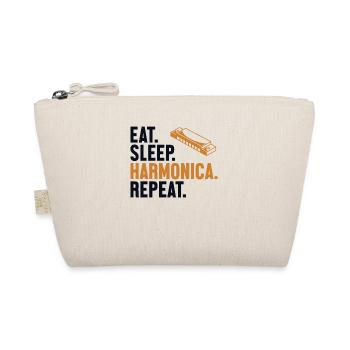 Eat Sleep Harmonica Repeat Mouth Harp Harmonist - Organic Pouch - nature - Front