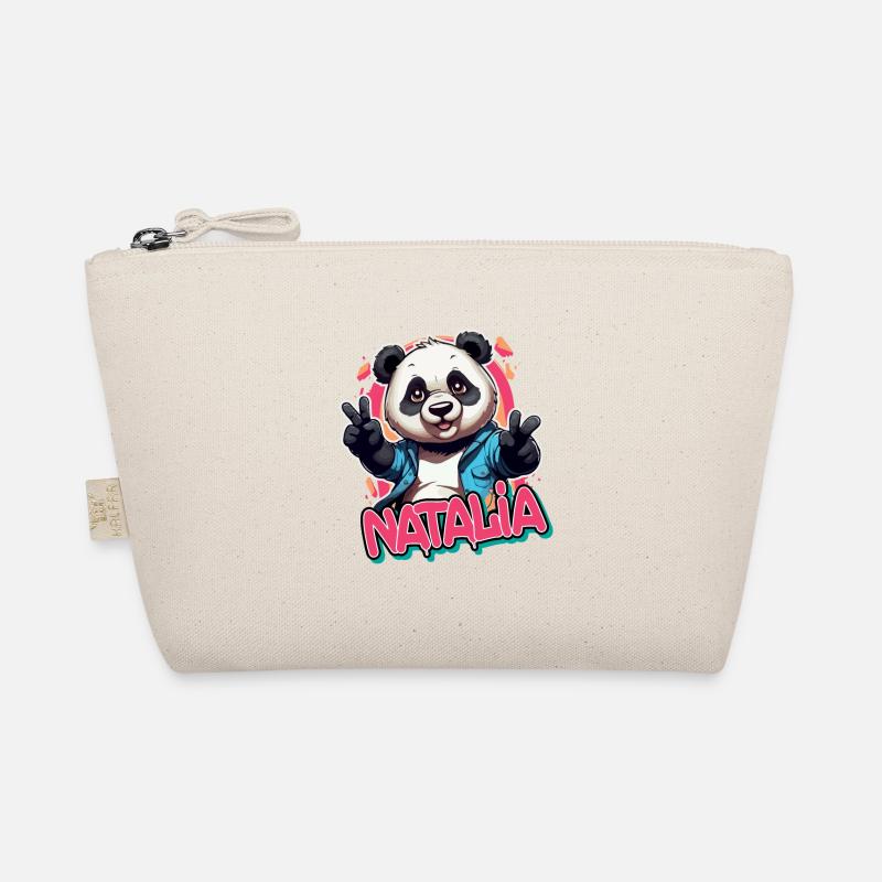 NATALIA - Schöner Mädchen Name mit coolem Panda Bio-Täschchen
