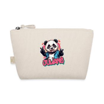 JULIANE - Beautiful Girl Name with Cool Panda - Organic Pouch - nature - Front