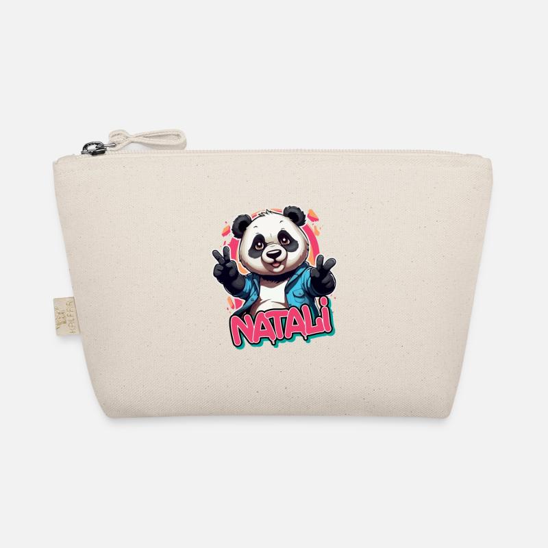 NATALI - Schöner Mädchen Name mit coolem Panda Bio-Täschchen