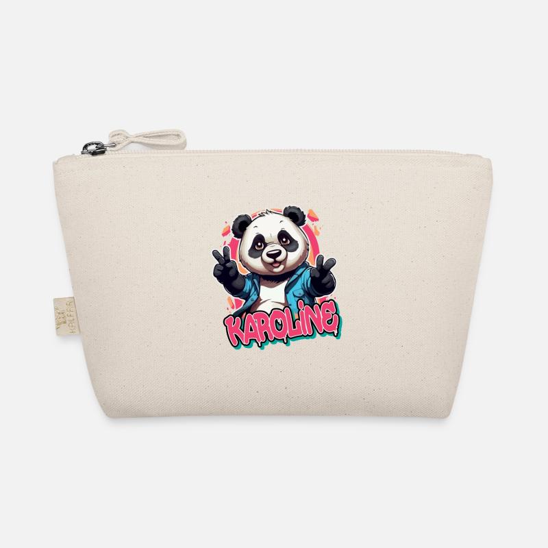 KAROLINE - Beautiful Girl Name with Cool Panda Organic Pouch