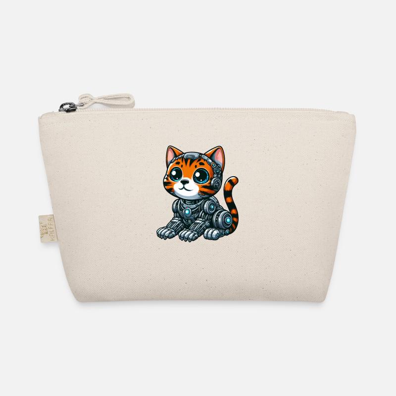 Bengalkatze Cyborg Cartoon Design - Bio-Täschchen - Natur