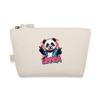 LINNEA - Schöner Mädchen Name mit coolem Panda - Bio-Täschchen - Natur - Vorne