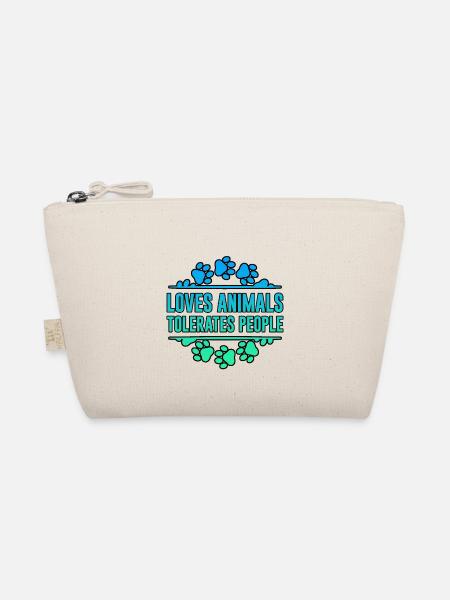 Loves Animals Tolerates People 2 - Organic Pouch - nature - Front