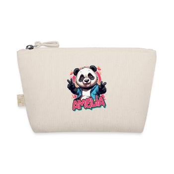 AMELIA - Beautiful Girl Name with Cool Panda - Organic Pouch - nature - Front