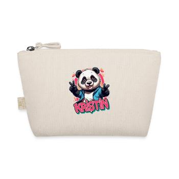 KRISTIN - Schöner Mädchen Name mit coolem Panda - Bio-Täschchen - Natur - Vorne