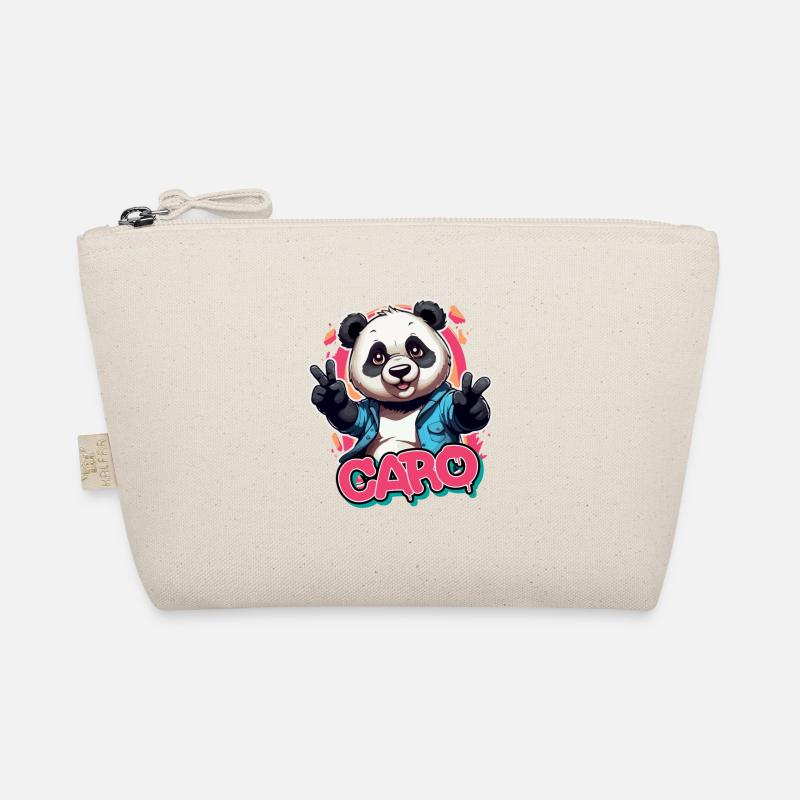 CARO - Schöner Mädchen Name mit coolem Panda Bio-Täschchen