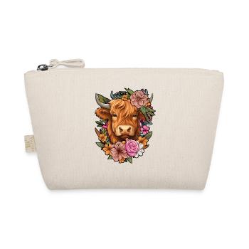 Cute Floral Highland Cow - Organic Pouch - nature - Front