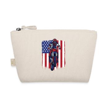 Motocross American Flag Motorcycle Racing Riders - Organic Pouch - nature - Front