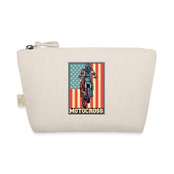 Motocross American Flag Supermoto Motorcycle - Organic Pouch - nature - Front