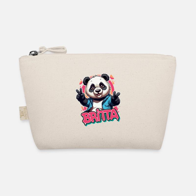 BRITTA - Schöner Mädchen Name mit coolem Panda Bio-Täschchen