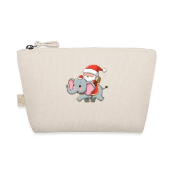 Niedlicher Weihnachtsmann auf Elefant - Bio-Täschchen - Natur - Vorne