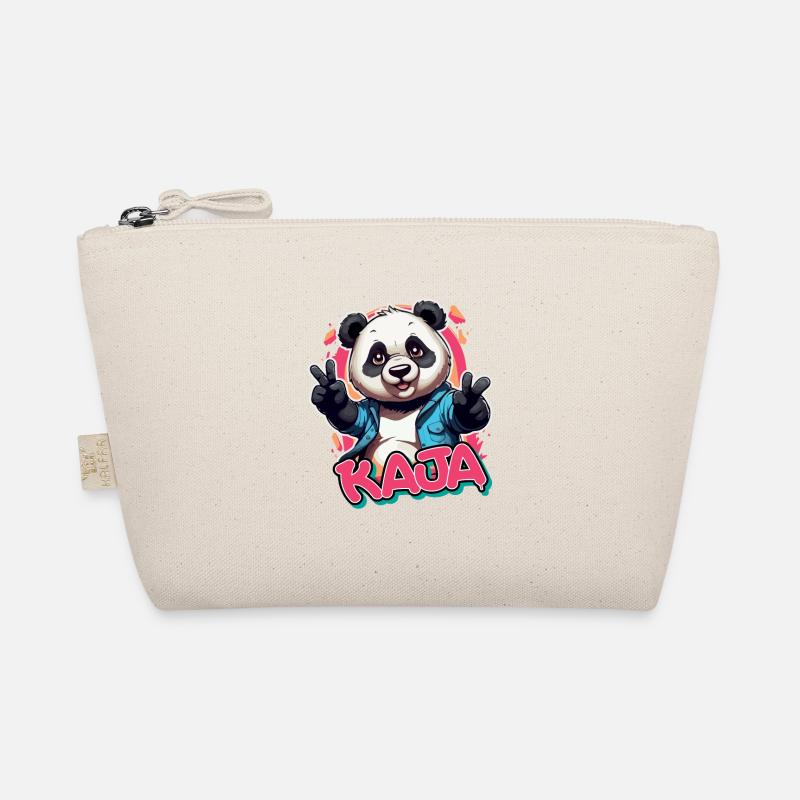 KAJA - Schöner Mädchen Name mit coolem Panda Bio-Täschchen