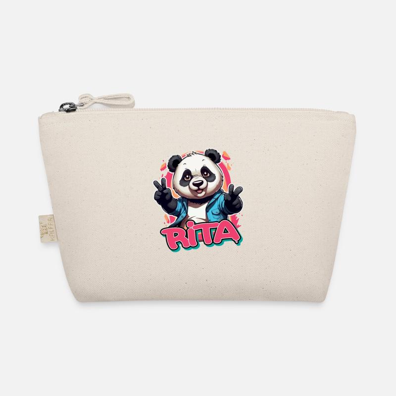 RITA - Schöner Mädchen Name mit coolem Panda Bio-Täschchen