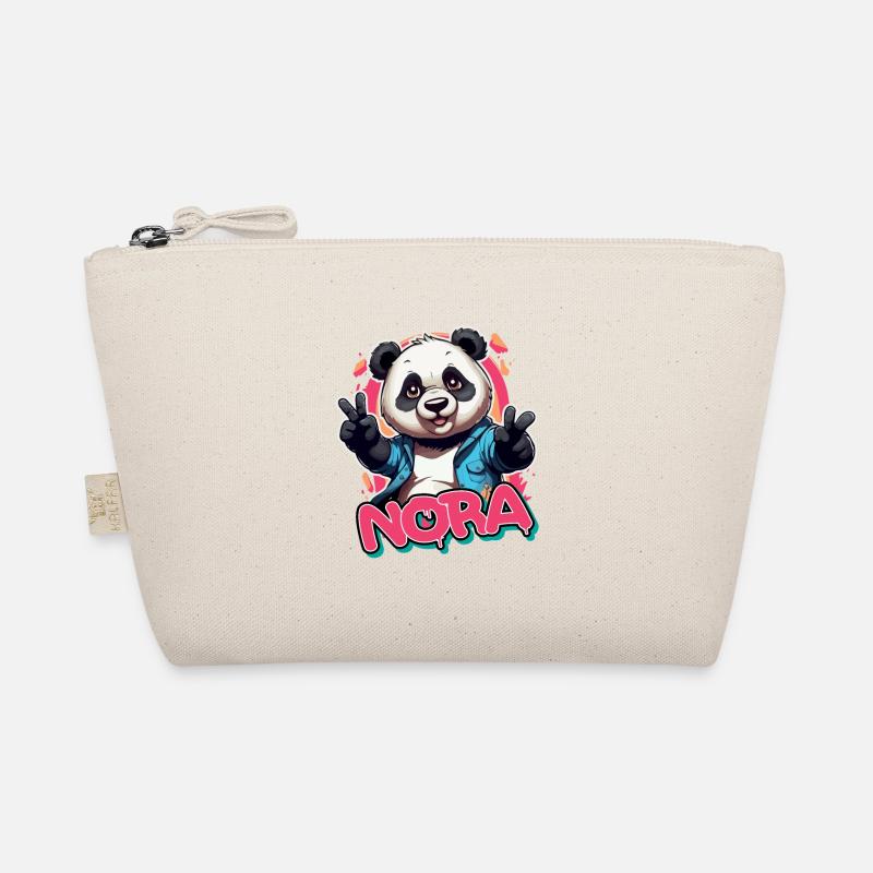 NORA - Schöner Mädchen Name mit coolem Panda Bio-Täschchen