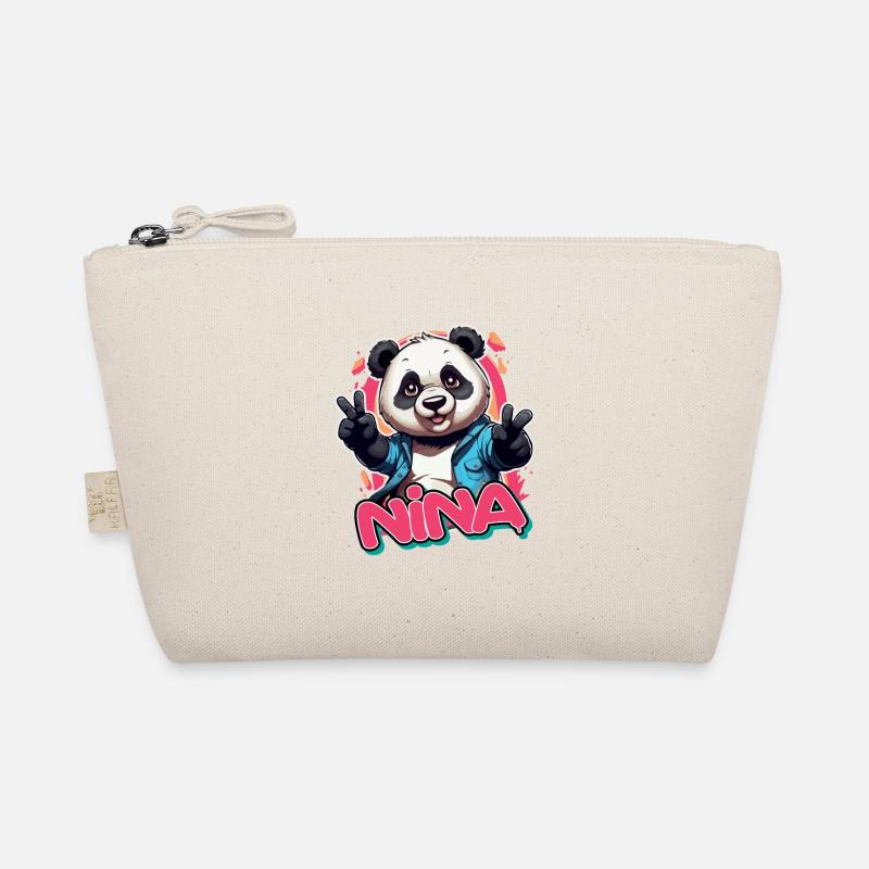 NINA - Schöner Mädchen Name mit coolem Panda Bio-Täschchen