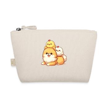 Cute chick on a Pomeranian - Organic Pouch - nature - Front