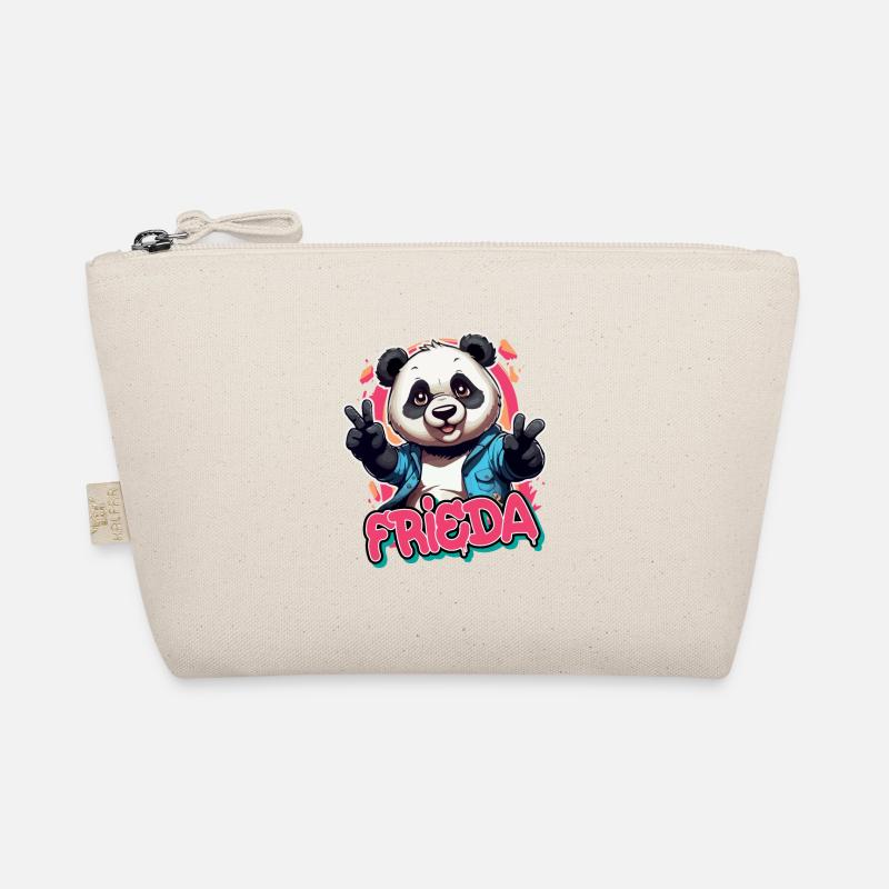 FRIEDA - Schöner Mädchen Name mit coolem Panda Bio-Täschchen