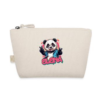 ELENA - Schöner Mädchen Name mit coolem Panda - Bio-Täschchen - Natur - Vorne
