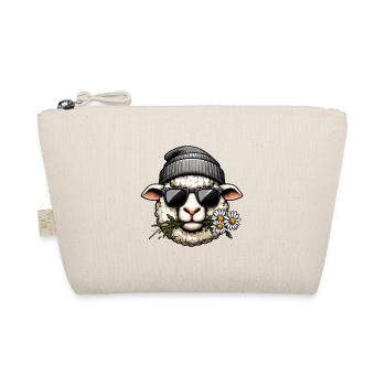 Schaf Lustig Sonnenbrille Beanie Gänseblümchen - Bio-Täschchen - Natur - Vorne