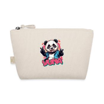YUNA - Beautiful Girl Name with Cool Panda - Organic Pouch - nature - Front