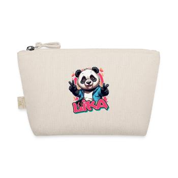 LIKA - Beautiful Girl Name with Cool Panda - Organic Pouch - nature - Front