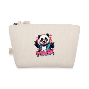 MAJA - Schöner Mädchen Name mit coolem Panda - Bio-Täschchen - Natur - Vorne