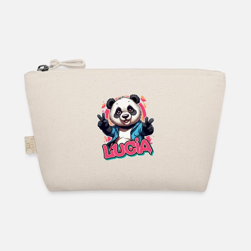 LUCIA - Schöner Mädchen Name mit coolem Panda Bio-Täschchen
