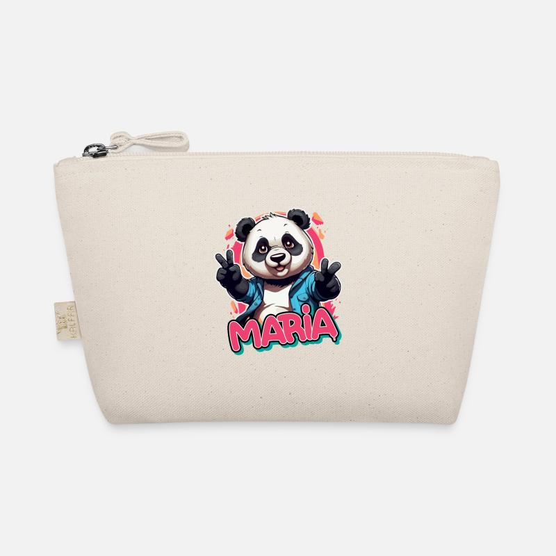 MARIA - Schöner Mädchen Name mit coolem Panda Bio-Täschchen