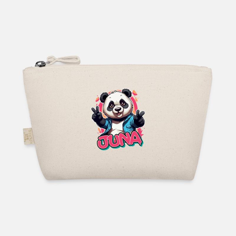 JUNA - Schöner Mädchen Name mit coolem Panda Bio-Täschchen