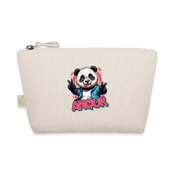 ANOUK - Beautiful girl name with cool panda - Organic Pouch - nature - Front