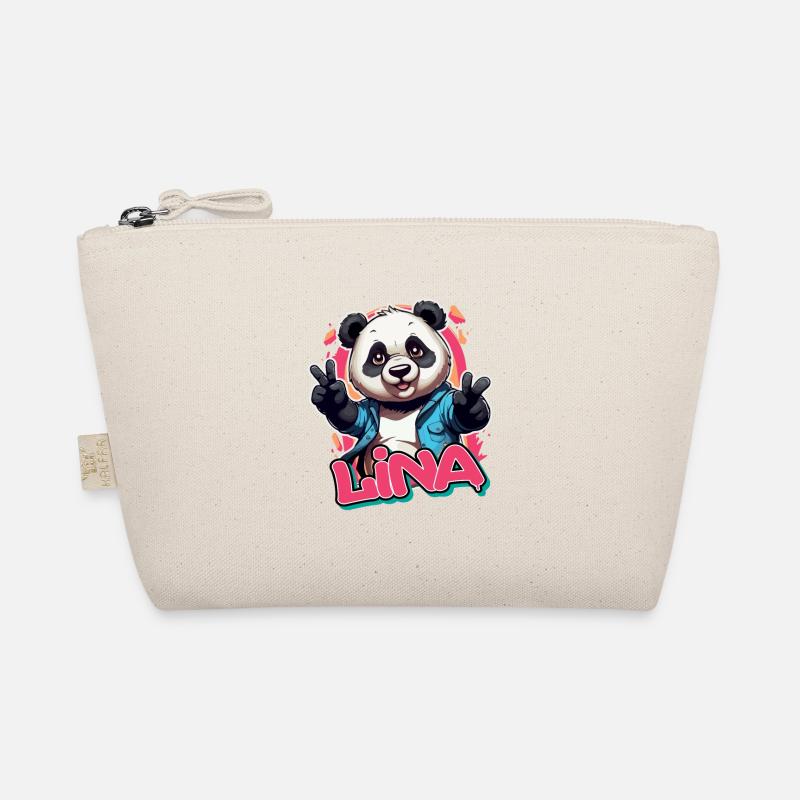 LINA - Schöner Mädchen Name mit coolem Panda Bio-Täschchen