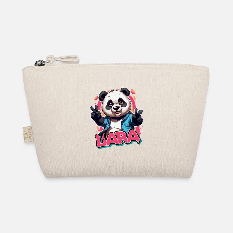 LARA - Schöner Mädchen Name mit coolem Panda Bio-Täschchen