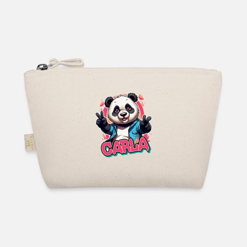 CARLA - Schöner Mädchen Name mit coolem Panda Bio-Täschchen