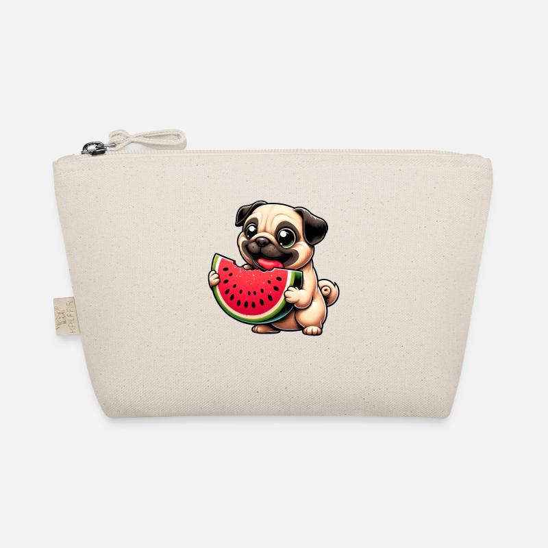 Mops mit Wassermelone Cartoon Bio-Täschchen