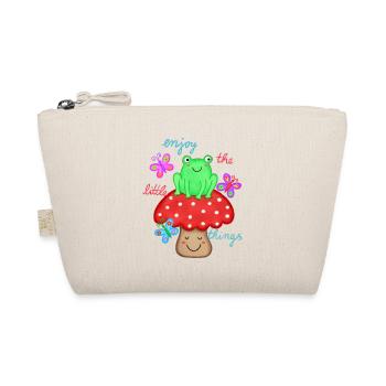 beautiful saying joy happiness frog on toadstool - Organic Pouch - nature - Front