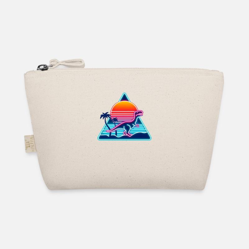 Retro Dinosaur in 80s Triangle Organic Pouch
