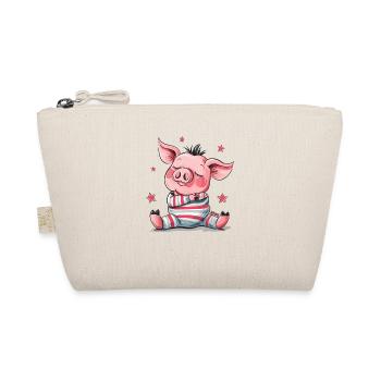 Cute Sleeping Pig - Organic Pouch - nature - Front