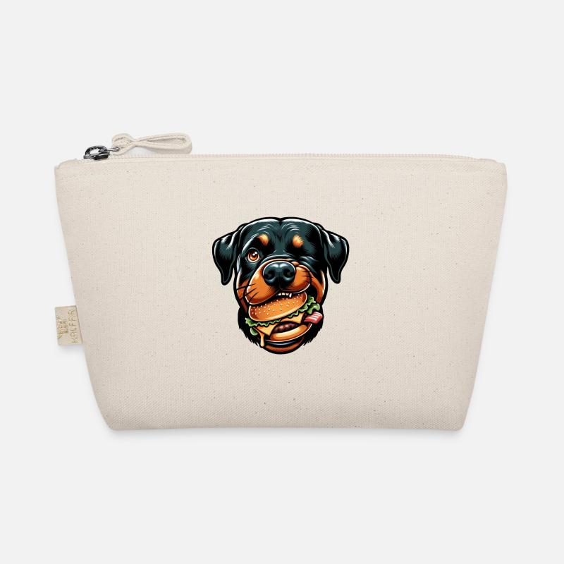 Rottweiler mit Hamburger Cheeseburger Bio-Täschchen