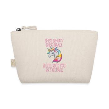 She's Beauty She's Grace Cool Funny Unicorn Lover - Organic Pouch - nature - Front