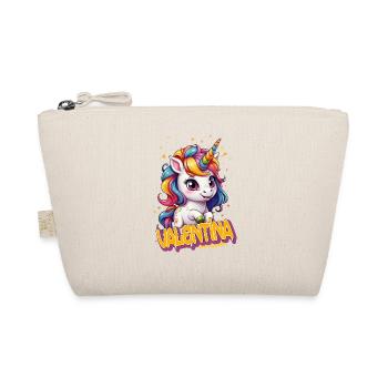 VALENTINA - Beau prénom de fille avec une jolie licorne - Trousse biologique - nature - Devant